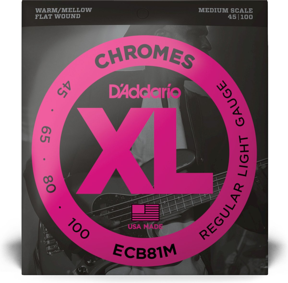 D'Addario ECB81M 45-100 Chromes Flatwound Stainless Steel - Snarenset voor 4-string basgitaar