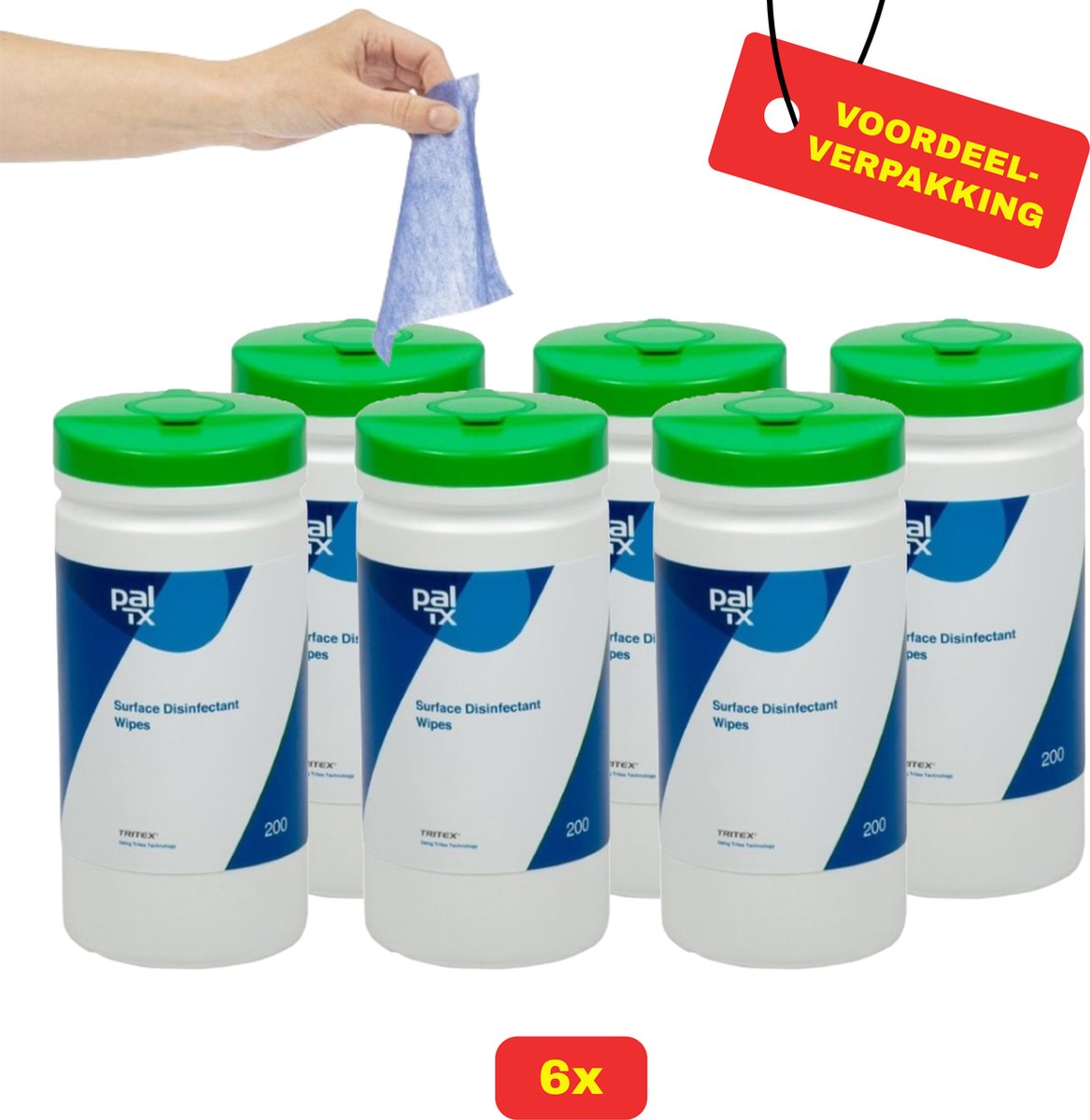 Goedkoopste 6x Desinfectiedoekjes Pal TX Groot formaat - 6x 150 stuks - Voordeelverpakking!