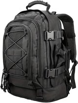 Bol.com Backpack Groot - Militaire Rugzak - 40-64 liter - Zwart - Waterdicht - Dames – Heren – School - Reizen aanbieding