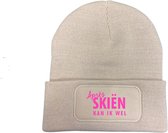 Après skiën kan ik wel wintermuts almond | fluor roze - soBAD. | Unisex | Skimuts | Après ski verkleedkleren | met grappige tekst | Unisex