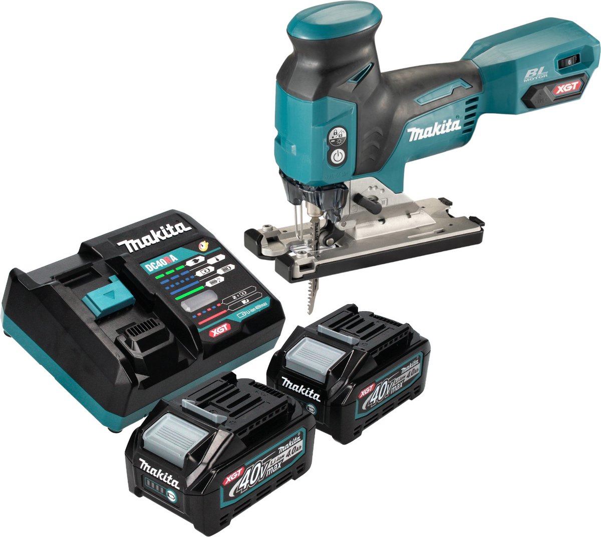 Makita JV 001 GM201 Accu-decoupeerzaag 40 V max. 135 mm borstelloos + 2x accu 4.0 Ah + lader
