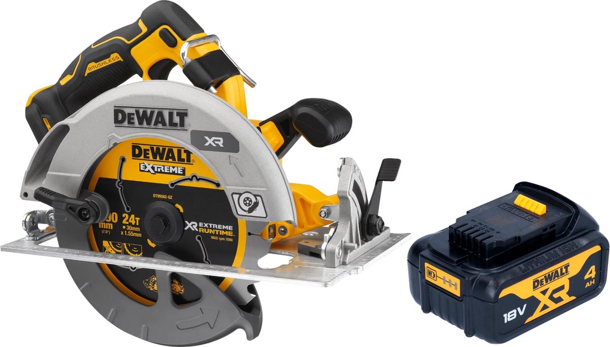 DeWalt DCS 573 N Accu-cirkelzaag 18 V 190 x 30 mm borstelloos + 1x accu 4.0 Ah zonder lader
