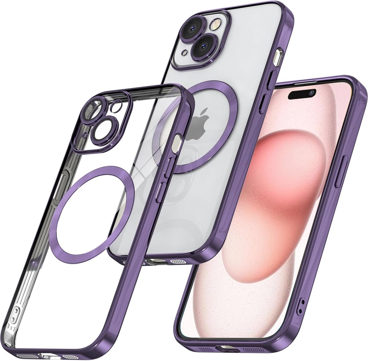 BixB hoesje geschikt voor iPhone 16 MagSafe siliconen Backcover - Paars