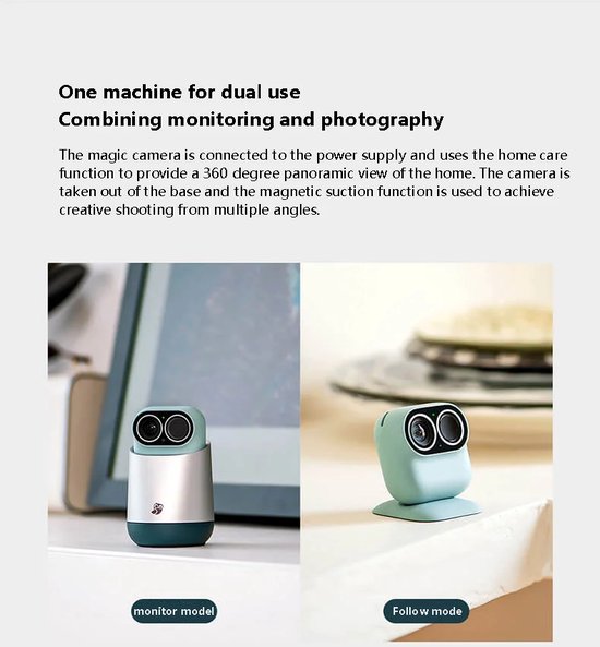Xcruiser Xiaom Magic Camera Vlog-camera 360° ° PTZ-bewaking HD Mobiele telefoon Bewaking op afstand Vertraagd fotograferen Creatieve overzeese versie van Xcruiser — afbeelding 2