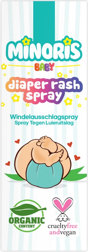 Minoris Baby Luieruitslag Spray, Snelle Verlichting met Zinkoxide & Biologische Inhoud, Zinkzalf Spray, Hypoallergeen, Geurvrij, Veilig voor Gevoelige Huid, Verzacht & Voorkomt Luieruitslag, Dermatologisch Getest, 100 ml