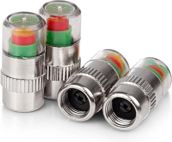 DW4Trading Bandenspanning Indicators Ventieldopjes Set van 4 Stuks 2,4 Bar - Luchtdruk Meten - 3 Standen