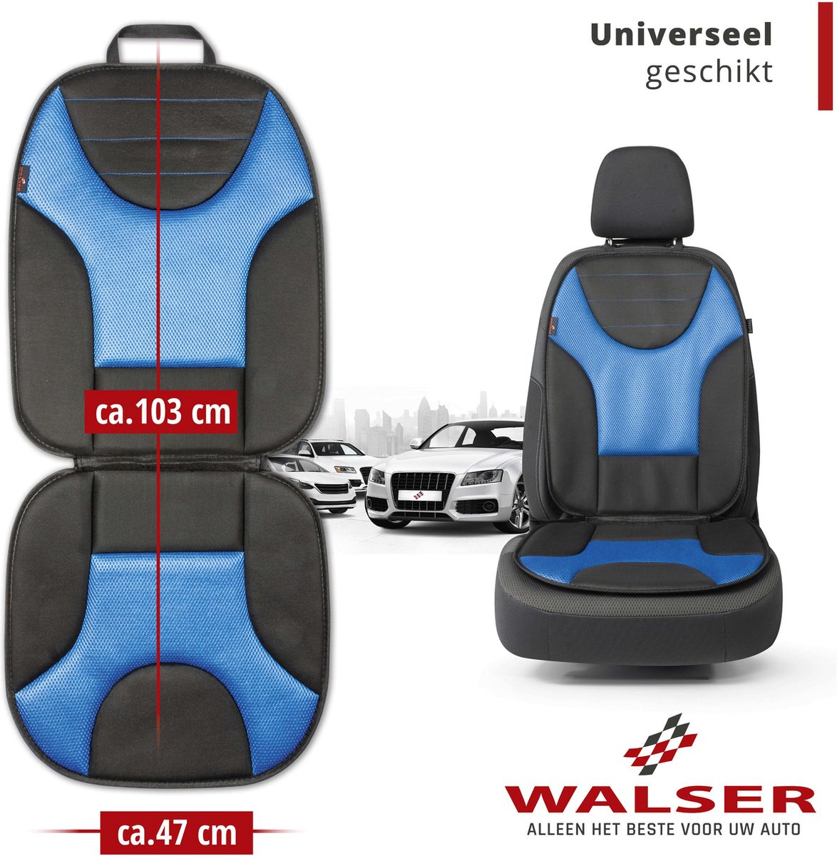 Walser Stoelhoes Grafis - universele stoelhoes auto zwart-blauw - 1 stuk – foto 3