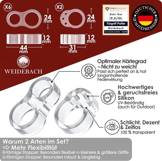 Lot De 12 Butoirs De Porte Transparents - 6 Ronds + 6 En 8 Lot De 12 Butoirs De Porte Transparents - 6 Ronds + 6 En 8