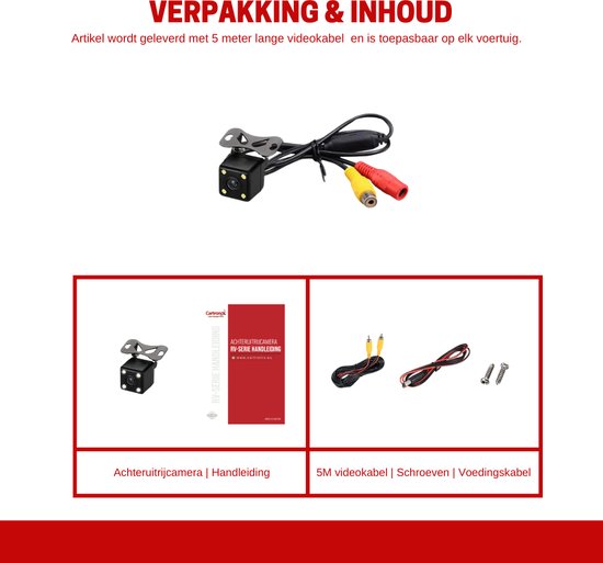 Cartronix RV-300 PRO Achteruitrijcamera - Universeel - 4 LED - Nachtzicht - Waterproof - Auto van Cartronix — afbeelding 3