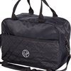 Sac de voyage noir avec poche avant matelassée pailletée et logo.