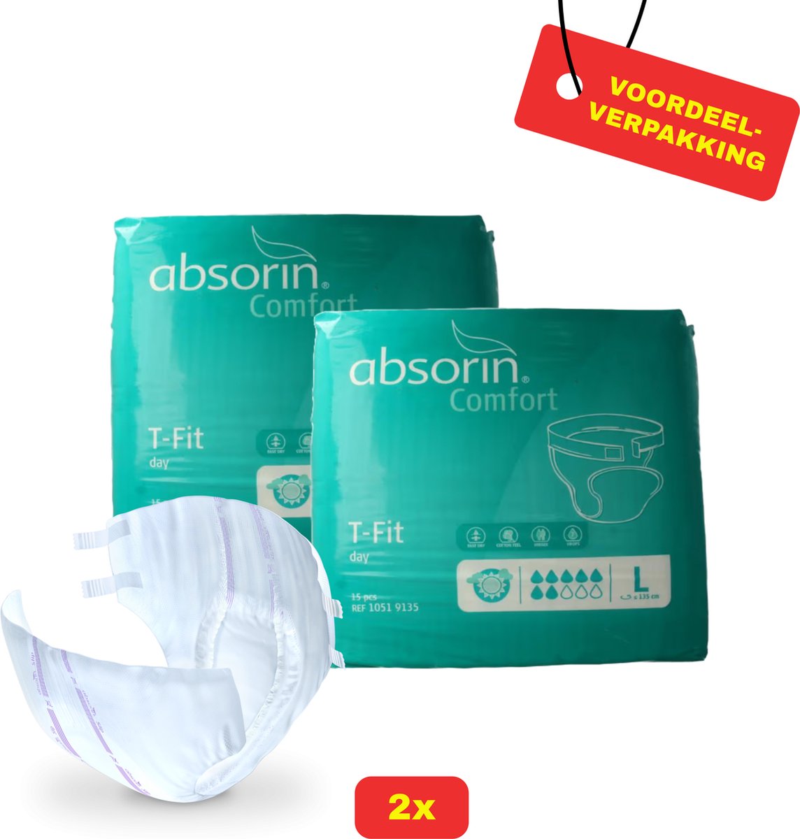 Goedkoopste 2x Absorin Comfort T-Fit Day Maat L - 2x 15 stuks - Voordeelverpakking!