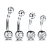 D.Bella Navelpiercing met CZ navelpiercing chirurgisch staal barbell set 14 gauge zilver en roségoud, Metaal