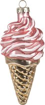 Clayre & Eef Ornement de Noël Ø 7x14 cm Rose Couleur or Verre Crème glacée Décorations d'arbre de Noël