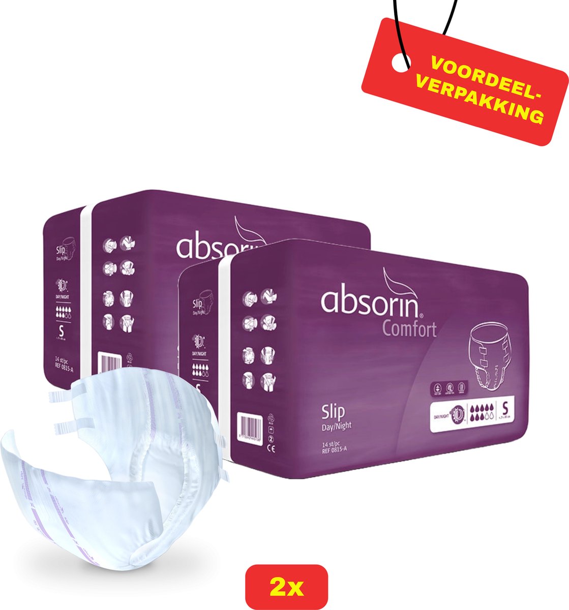 Goedkoopste 2x Absorin Comfort Slip Dag/Nacht Maat S - 2x 14 stuks - Voordeelverpakking!