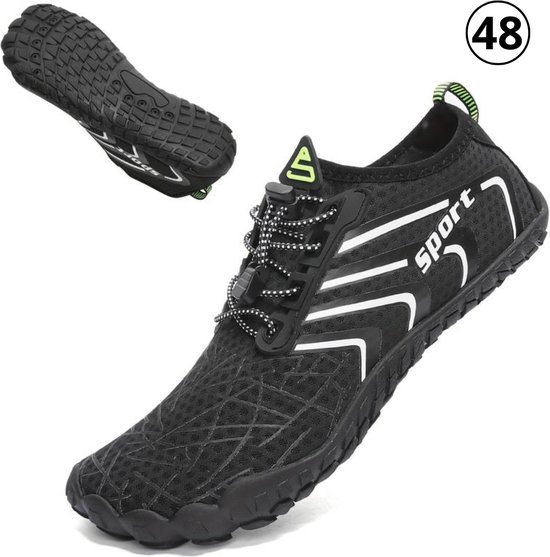 Nivard Chaussures aquatiques pour Enfants et Adultes – Chaussures Aqua – Chaussures aquatiques – Chaussures de natation – Chaussures pour femmes de cours de natation – Zwart et Wit – Taille 48