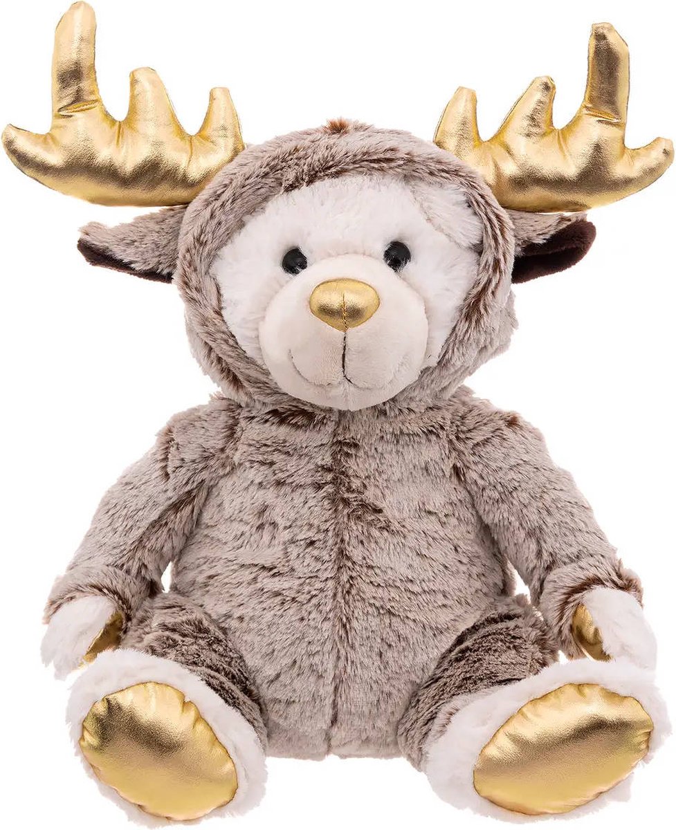 Kerstknuffel, beer verkleed als rendier, 28 cm