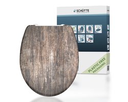 SCHÜTTE WC-Bril 82368 OLD WOOD - Duroplast - Soft Close - Afklikbaar - RVS-Scharnieren - Belastbaar tot 175 kg - Decor - 3-zijdige Print