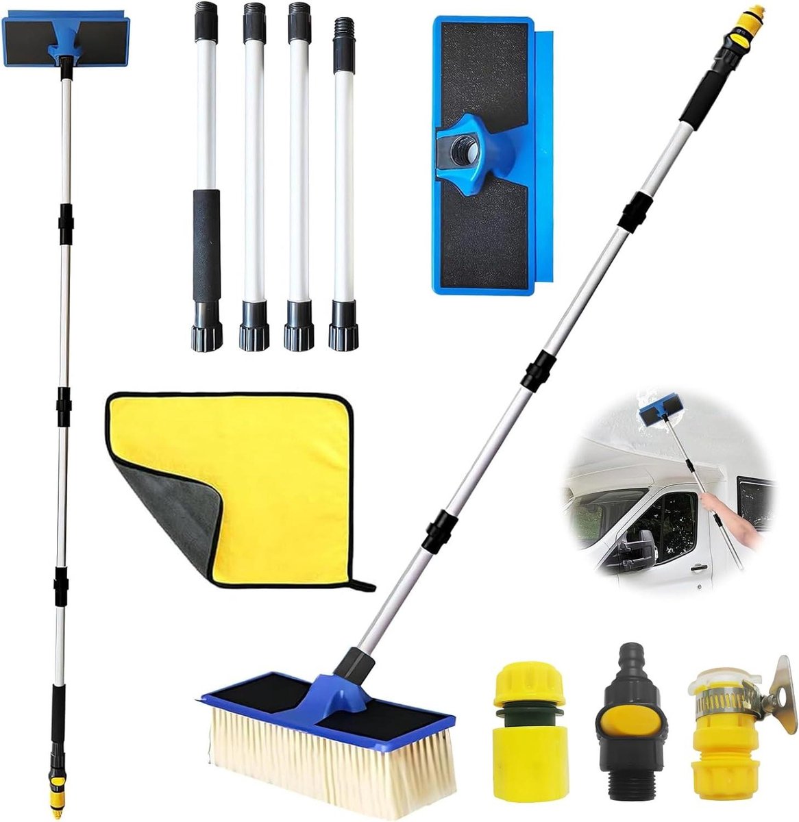 Telescopische wasborstel met wateraansluiting - auto wassen & schoonmaken Telescopische wasborstel