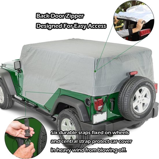 Autohoes voor Wrangler 4-deurs waterdichte beschermhoes voor alle weersomstandigheden, 210D buitenhoes, Wrangler hoezen voor CJ, YJ, TJ, JK UV-bescherming, volledige autohoes met Autohoes voor Wrangler 4-deurs waterdichte beschermhoes voor alle weersomstandigheden, 210D buitenhoes, Wrangler hoezen voor CJ, YJ, TJ, JK UV-bescherming, volledige autohoes met