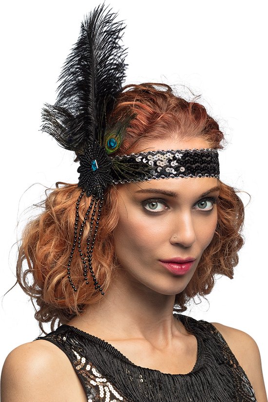 Boland - Hoofdband Flapper Iris Zwart - - Volwassenen - Vrouwen - 20's - Roaring Twenties