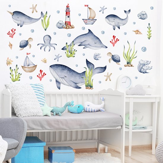 Muursticker chambre d'enfant Pêche | thème sous-marin | Autocollants autocollants |décoration de crèche| chambre à coucher |Fille | Garçon | Décoration | Stickerkamer®