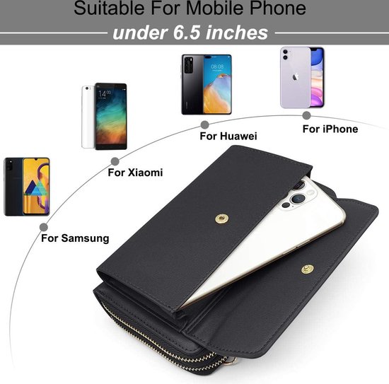 BOSTANTEN Lederen mobiele telefoontas om om te hangen, mobiele telefoon schoudertas voor dames, mobiele telefoontas met portemonnee om om te hangen, handtas dames schoudertas voor designers, Small