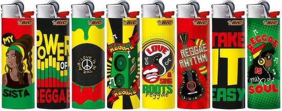 Foto: Bic maxi j26 vuursteen aansteker reggae 23 willekeurig 10 stuks