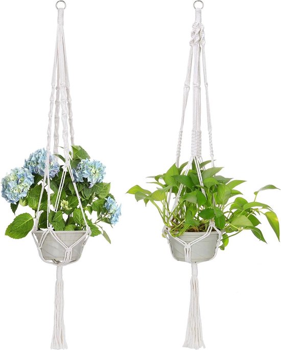 Macramé Plantenhangers - Handgemaakt Katoenen Touw - Boho Woondecoratie 3 Pack Macramé Plantenhangers - Handgemaakt Katoenen Touw - Boho Woondecoratie 3 Pack