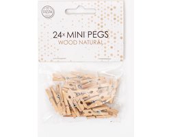48 Mini houten knijpers Naturel Hout - Feest Thema Polaroid Foto Ophangen Klein Knijper
