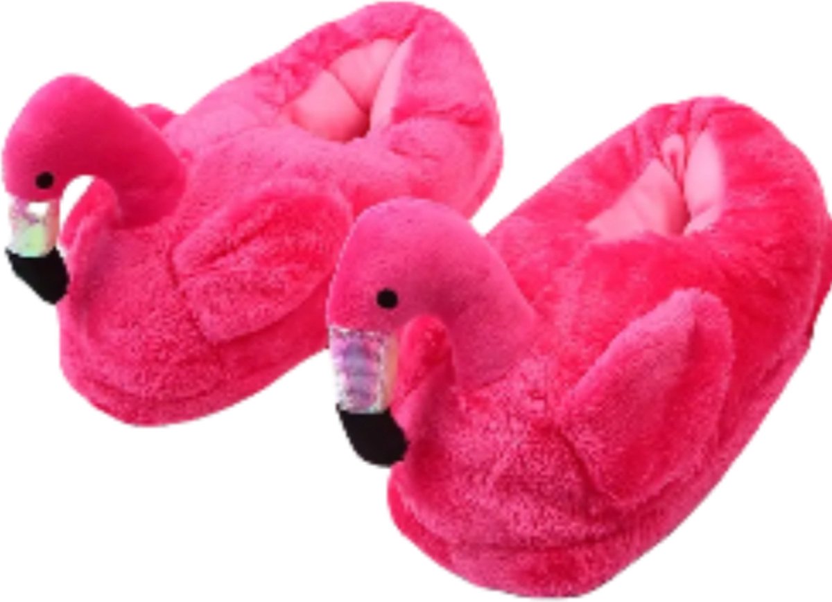 Grappige pantoffels | Flamingo sloffen | One size fits all maat 34 t/m 40 voor Kinderen, Dames en Heren | Pantoffel dierensloffen | Pluche dierenpantoffels | zachte binnenschoenen | Sloffen en Pantoffels maat 32, 33, 34, 35, 36, 37, 38, 39, 40