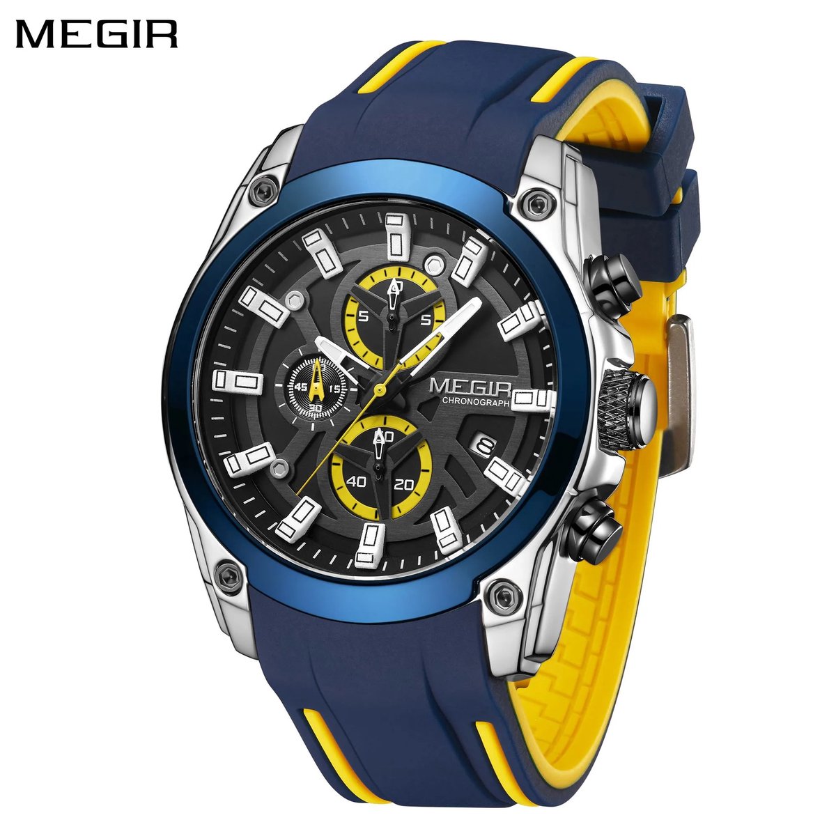 Megir Herenhorloges Topmerk Luxe Sport Militair Polshorloge Chronograaf Lichtgevende Datum Quartz Horloge Silikon Bant Mannelijke Klok