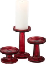 J-Line bougeoir Nelly - verre - rouge - 3 pcs