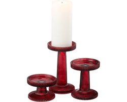 J-Line kaarshouder Nelly - glas - rood - 3 stuks