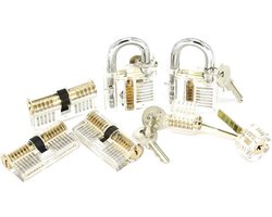 Transparant Zichtbare Cutaway Crystal Lockpicking Set Trainingssloten Praktijk Inclusief 7-delige Training voor Slotenmaker en Beginner V7030-1