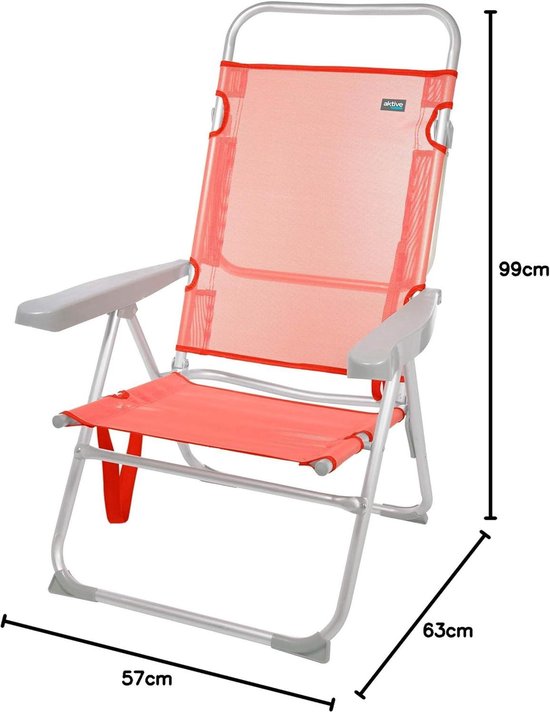 AKTIVE Beach Folding Chair with Cushion, Multiposition Chair, 5