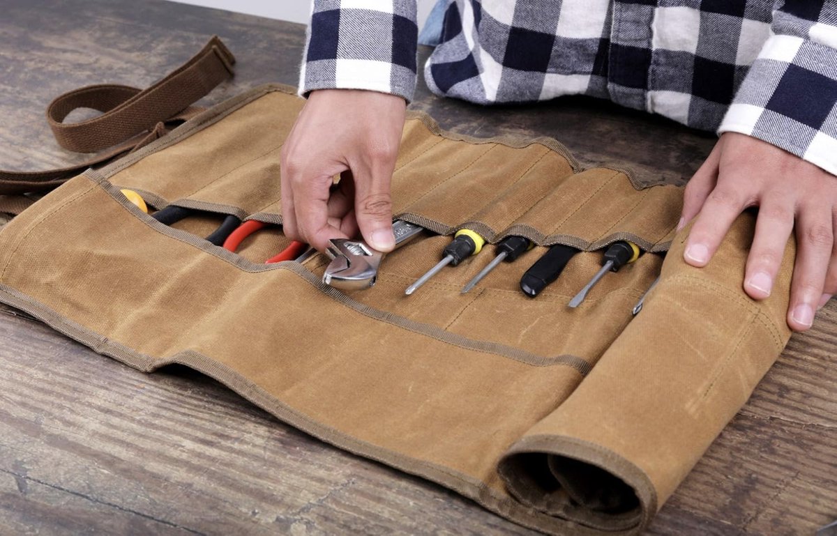 Opbergtas voor hardware-gereedschap, hoge draagkracht Quick Grip canvas brede mond gereedschapstas op grote schaal gebruikt voor sleutel voor technici(41cm/16in