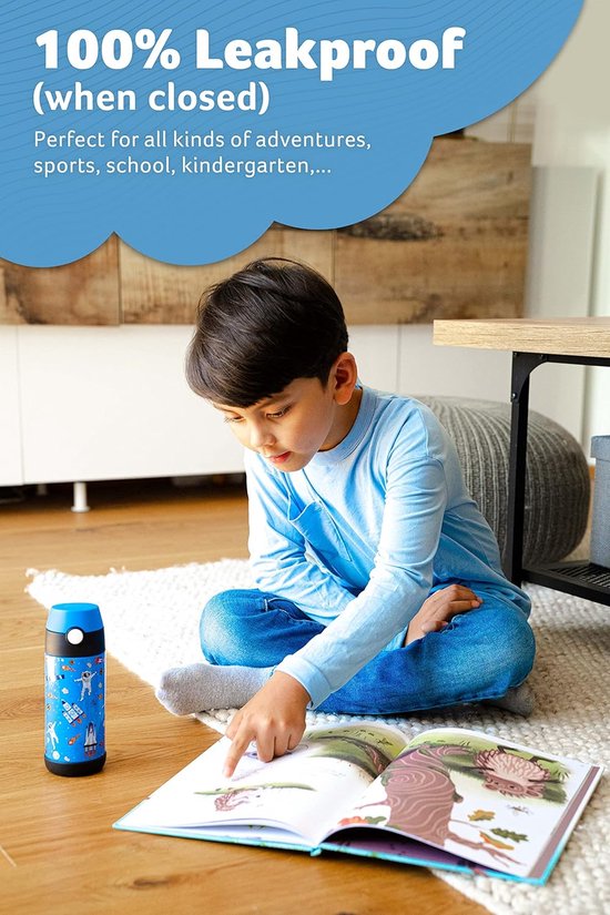 Jarlson® Drinkfles voor kinderen, van roestvrij staal, BPA-vrij, lekvrij, kinderfles met Chug deksel, fles voor school, kleuterschool, 350 ml (model Prinses, 350 ml