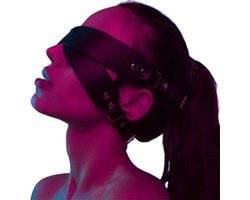 Verstelbare lederen BDSM blinddoek - Deluxe - Gespsluiting