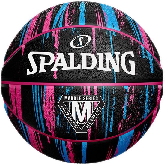 Spalding Marble basketbal zwart roze blauw maat 6