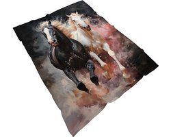 foto van Fleece deken - paarden - paard - flanel - plaid - 80 x 120 cm