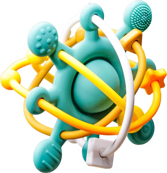 Bitey - Rammelaar - Bijtring Baby - Montessori Speelgoed - BPA-vrij - Grijp- en Bijtspeelgoed - Kraamcadeau - Babyshower Cadeau - Baby Speelgoed - Spelen en ontdekken - vanaf 3 maanden - Meadow Green