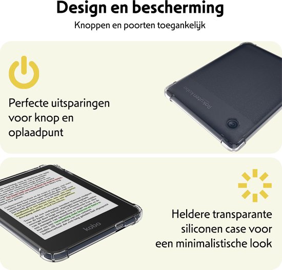 Hoes Geschikt voor Kobo Clara Colour Hoesje Siliconen Case Hoes Siliconen Back Cover Met Screenprotector - Transparant van Echtkwaliteit — afbeelding 4