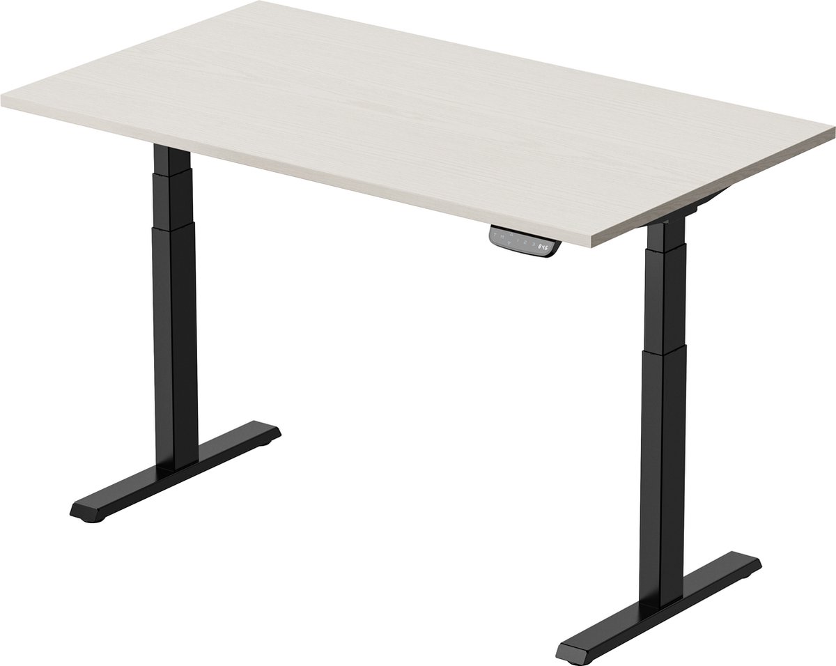 Douxe Zit Sta Bureau Elektrisch 120 x 80 cm - In Hoogte Verstelbaar Bureau - Geheugenstanden - Zwart/Witte Eik - ProFlex