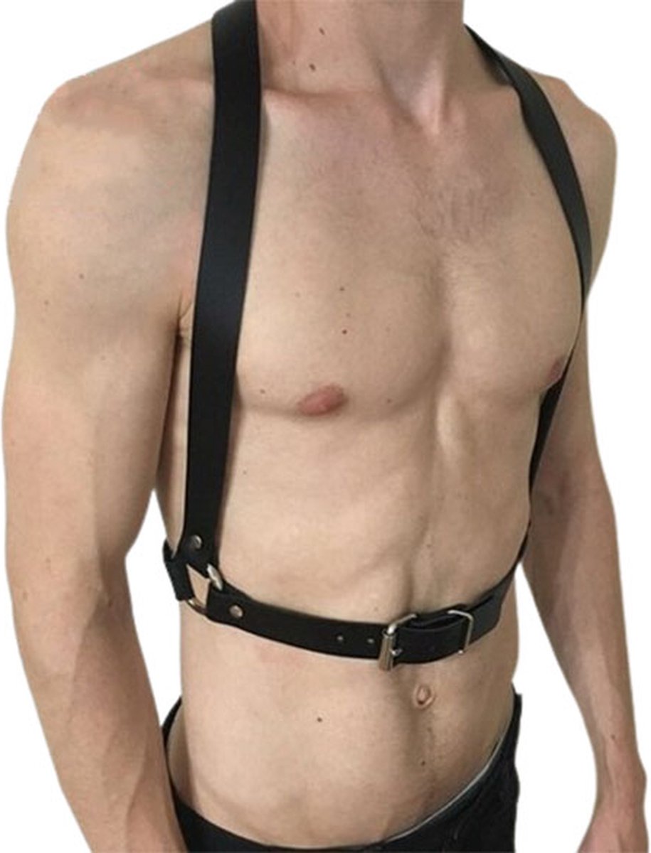 Goedkoopste Bondage harnas heren - Spikes - One size - Schouders en middel - BDSM - Sexy