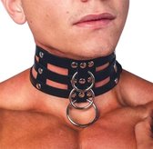 PU lederen erotische kraag - Choker - Verstelbaar - Nek harnas - BDSM - Unisex - Verstelbaar - Halsband met ringen voor bondage
