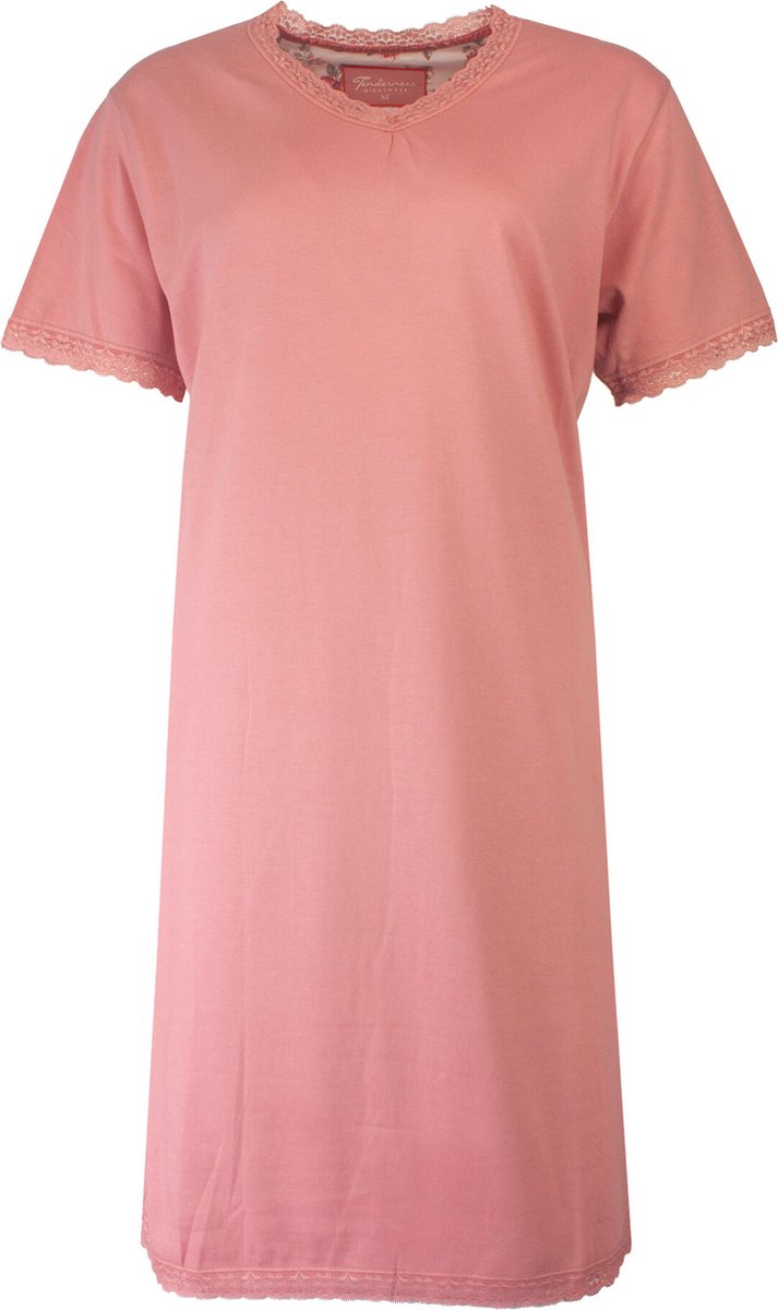 Tenderness Dames Nachthemd - 100% Katoen - Koraal Roze - Maat L