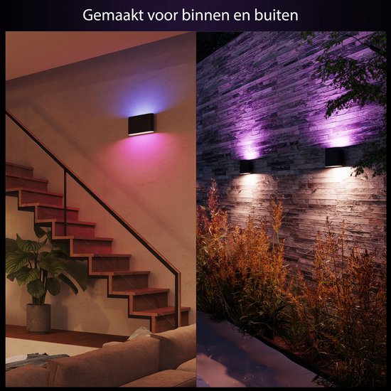 PHILIPS HUE Impress Wandlamp voor Buiten Smal (Zwart) Wit en Gekleurd