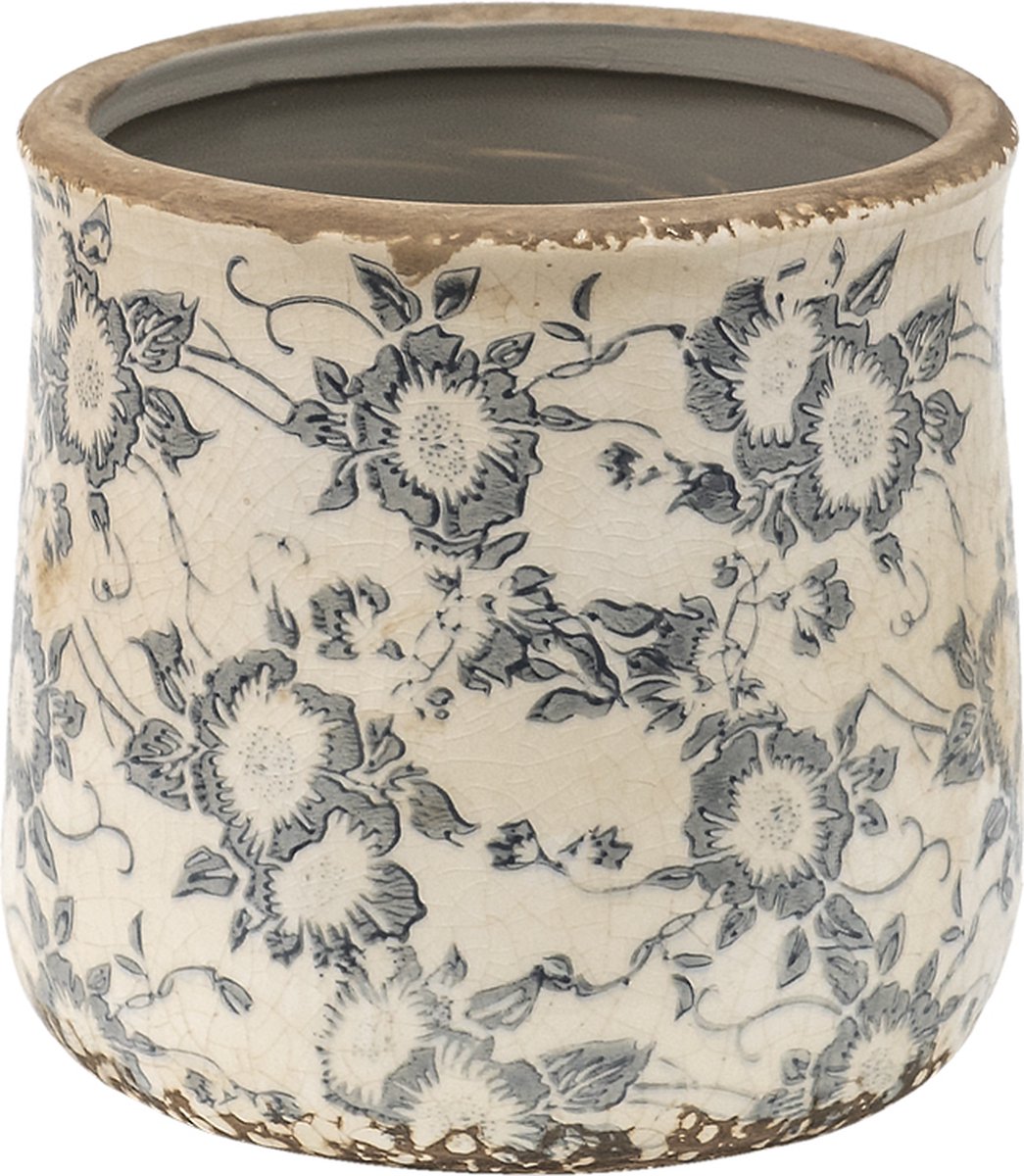 HAES deco Bloempot Ø 14x14 cm Grijs Beige Keramiek Bloemen Bloempot binnen Plantenpot Plant pot