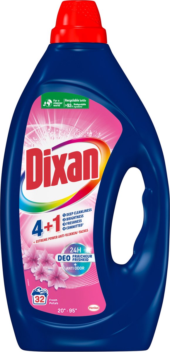 Goedkoopste Dixan - Gel Deo Fresh Pink - 32WL x4 - Wasmiddel - Voordeelverpakking - Gekleurde was