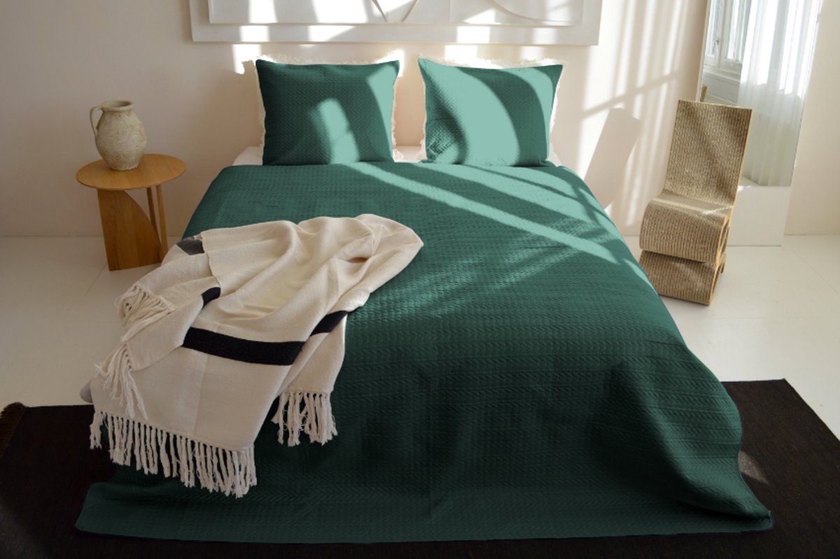 Zydante Home® Bedsprei Incl. 2 Hoezen -Dark Green Rope - 220x240 cm + 2 * 60x70 cm